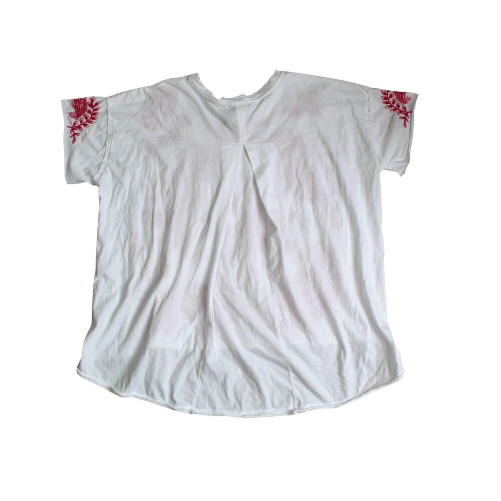 Johnny Was Cassia Swing Top Womens Medium Embroidered Floral White Pink Boho - Picture 2 of 5